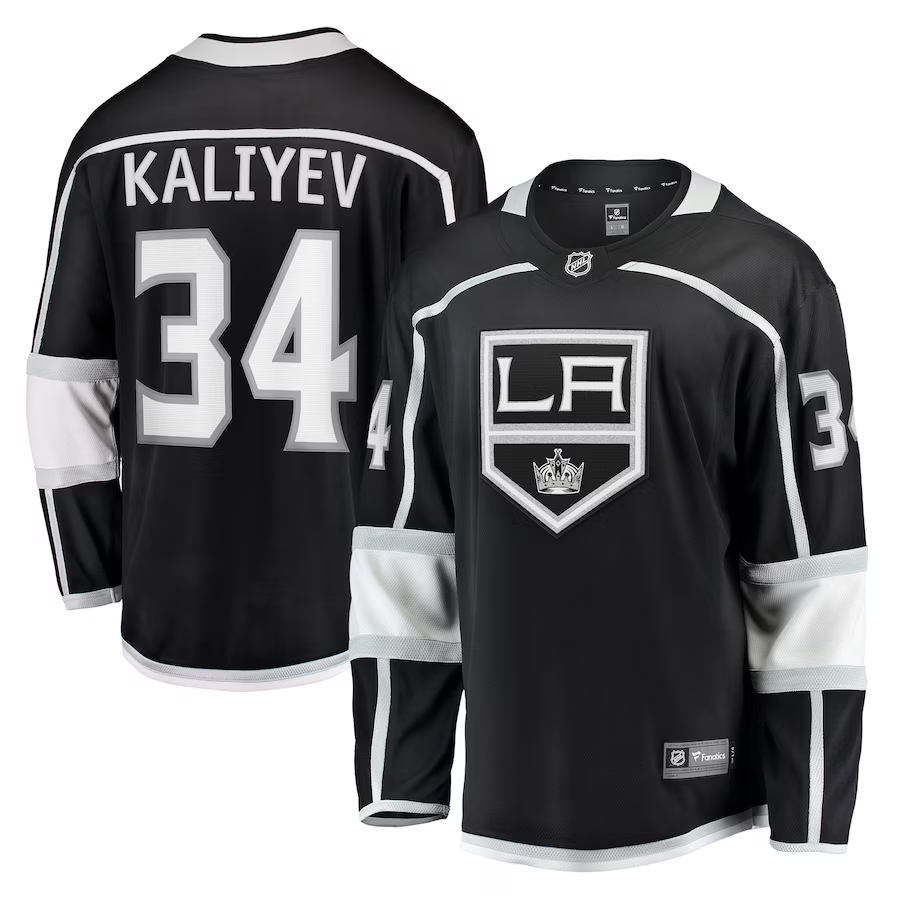 Men's Los Angeles Kings Arthur Kaliyev #34 Black Home Breakaway Jersey
